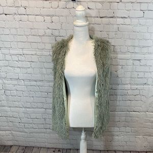 NWT FASHION NOVA Essential Faux Fur Vest- Sage